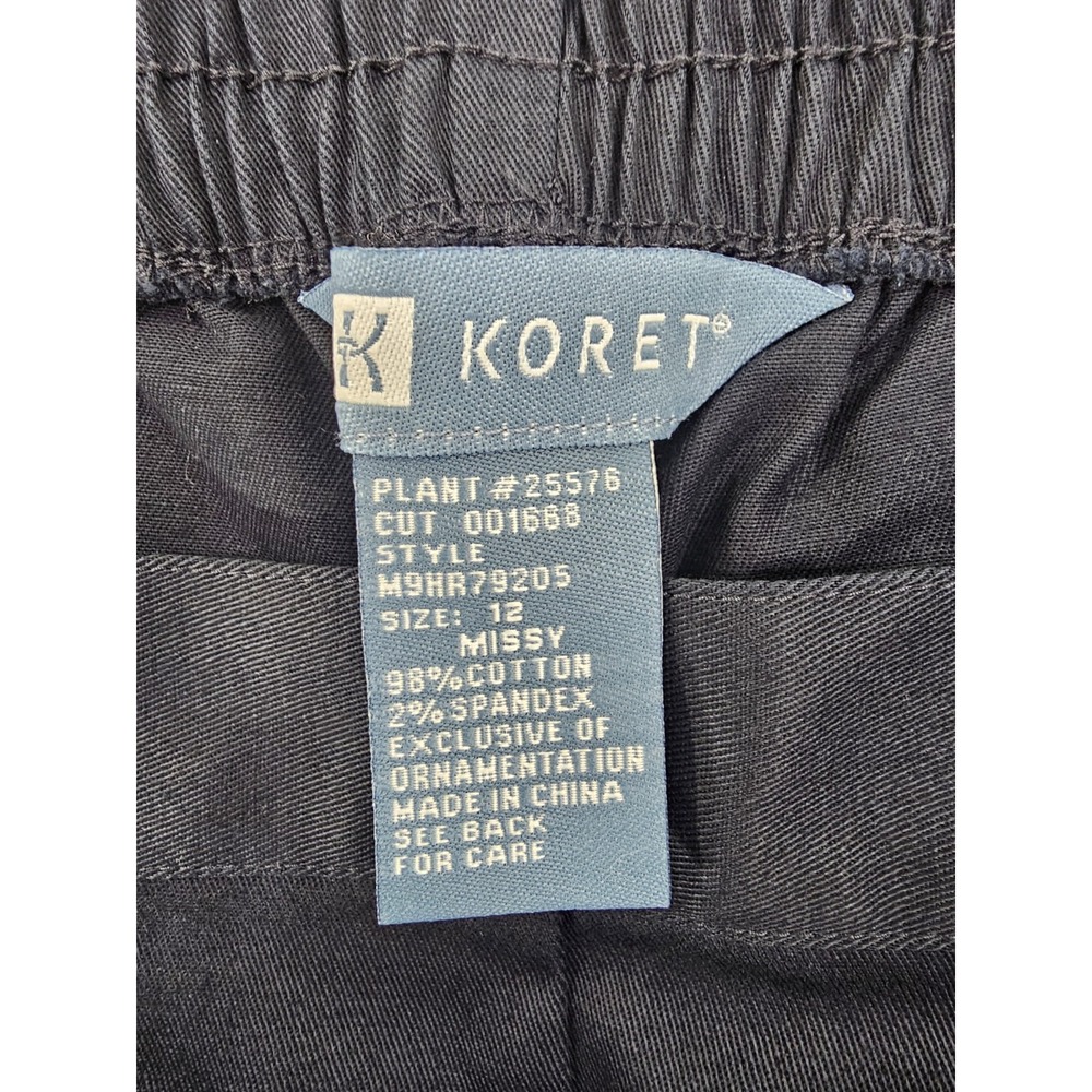 Koret Women' Pants 12 Missy Navy Blue Stretch Elastic Waist Comfort M9HR79205 - Picture 7 of 8